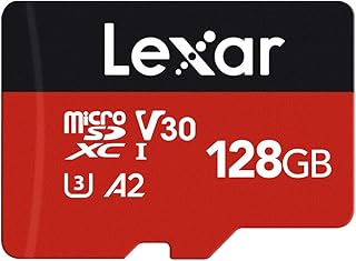 Lexar E-Series Plus 128GB Micro SD Card, microSDXC UHS-I Flash Memory Card with Adapter, 160MB/s, C10, U3, A2, V30, Full HD, 4K UHD, High Speed TF Card