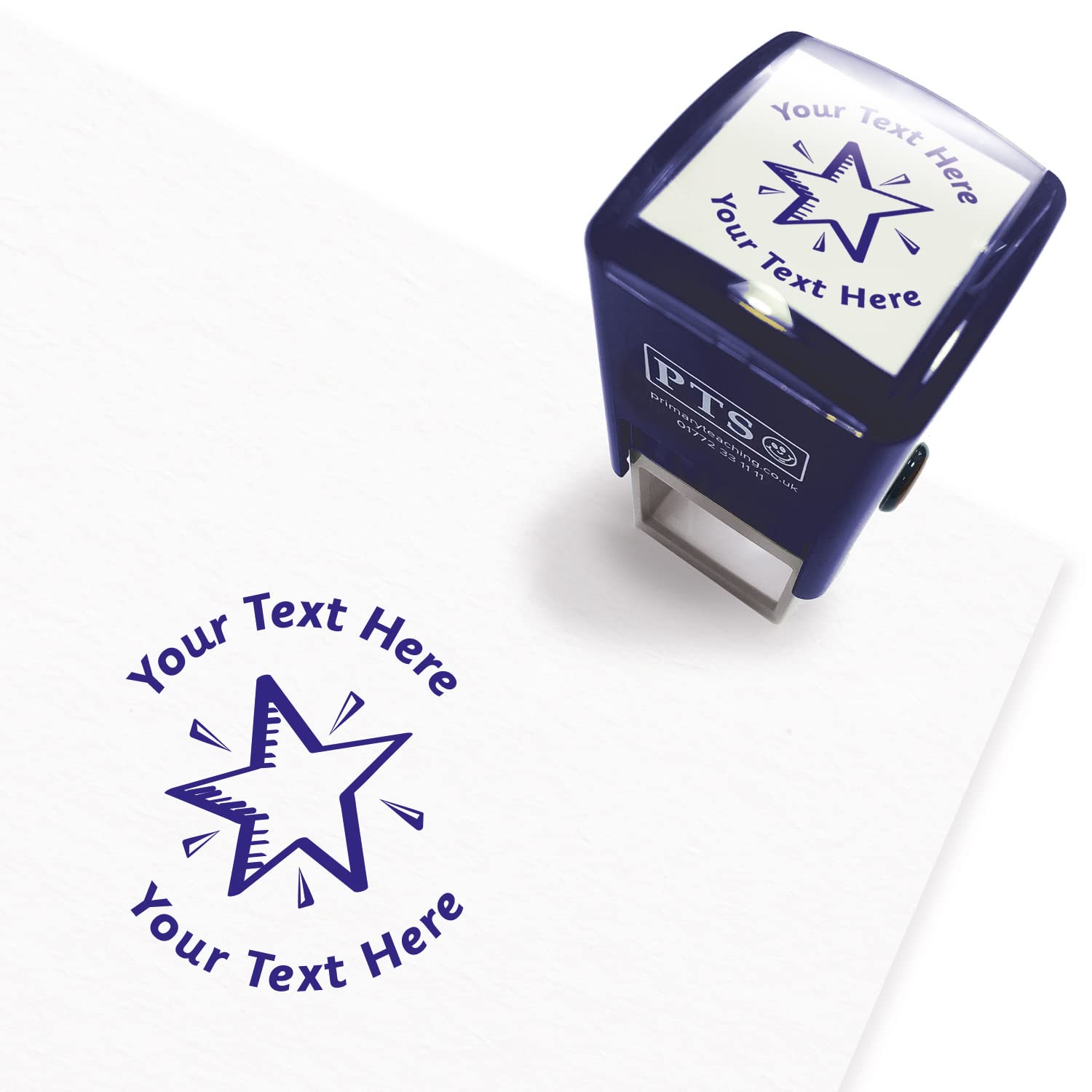 Personalised Star School Teachers Reward Feedback Marking Stamper Stamp 25mm Primary Teaching Services (Blue)
