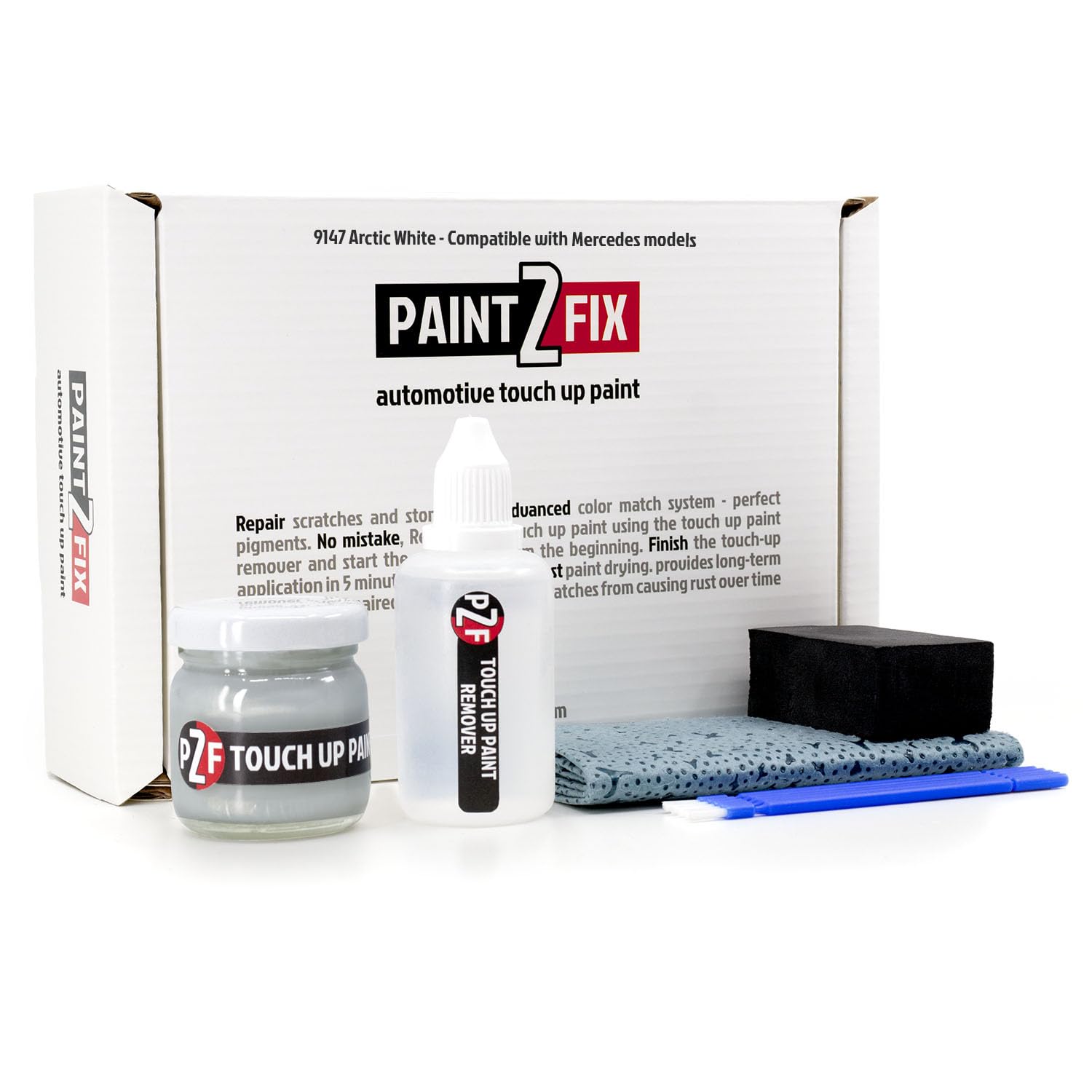 Paint2fix 9147 - Arctic White / Artikweiss 9147 Arctic White (Artikweiss) Touch Up Paint Kit - Scratch & Chip Repair Compatible With Mercedes