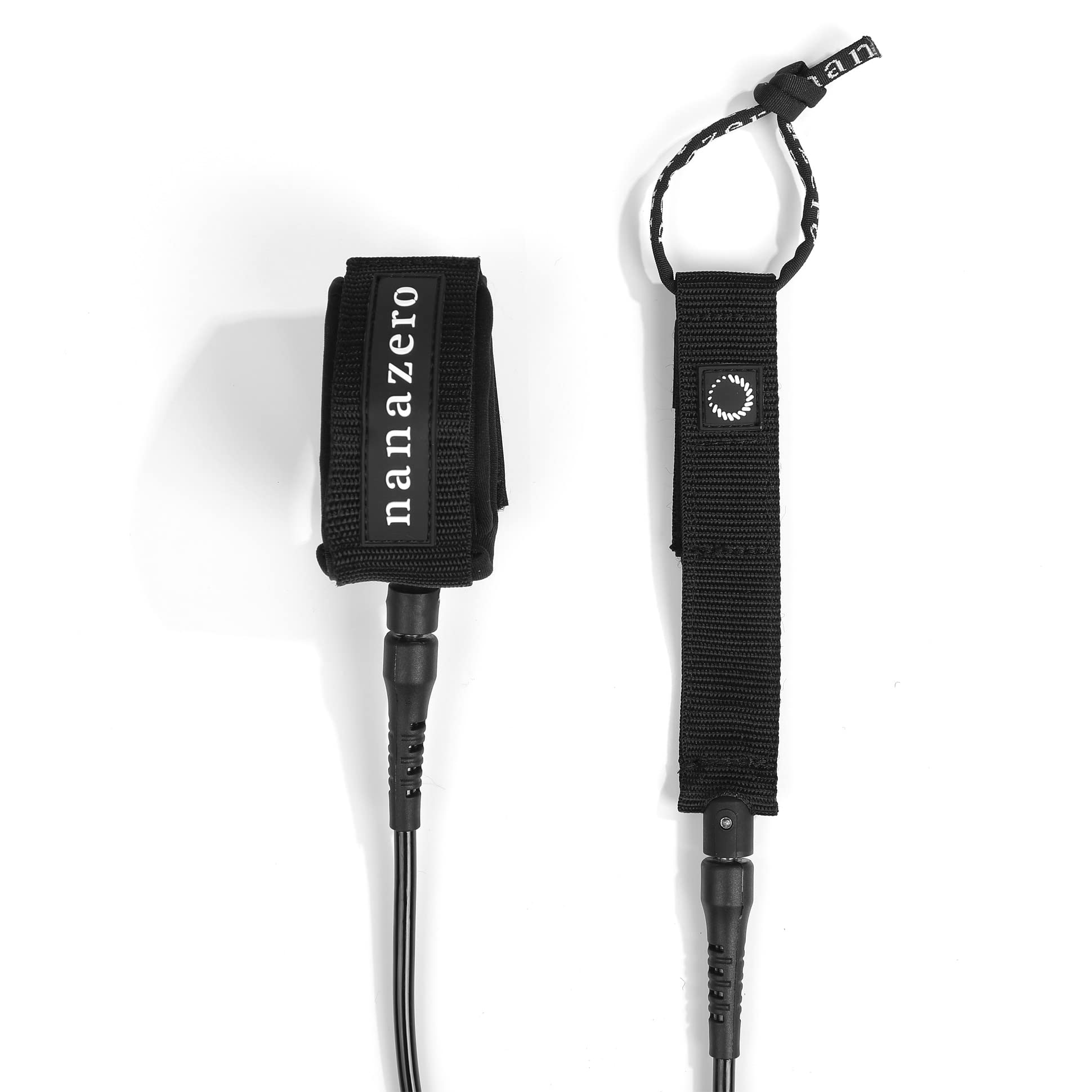 nanazero ECO Leash 1.8 m/2.1m/2.4m/2.7m 0.3" (7mm), Surfleine Cord, Schwarz
