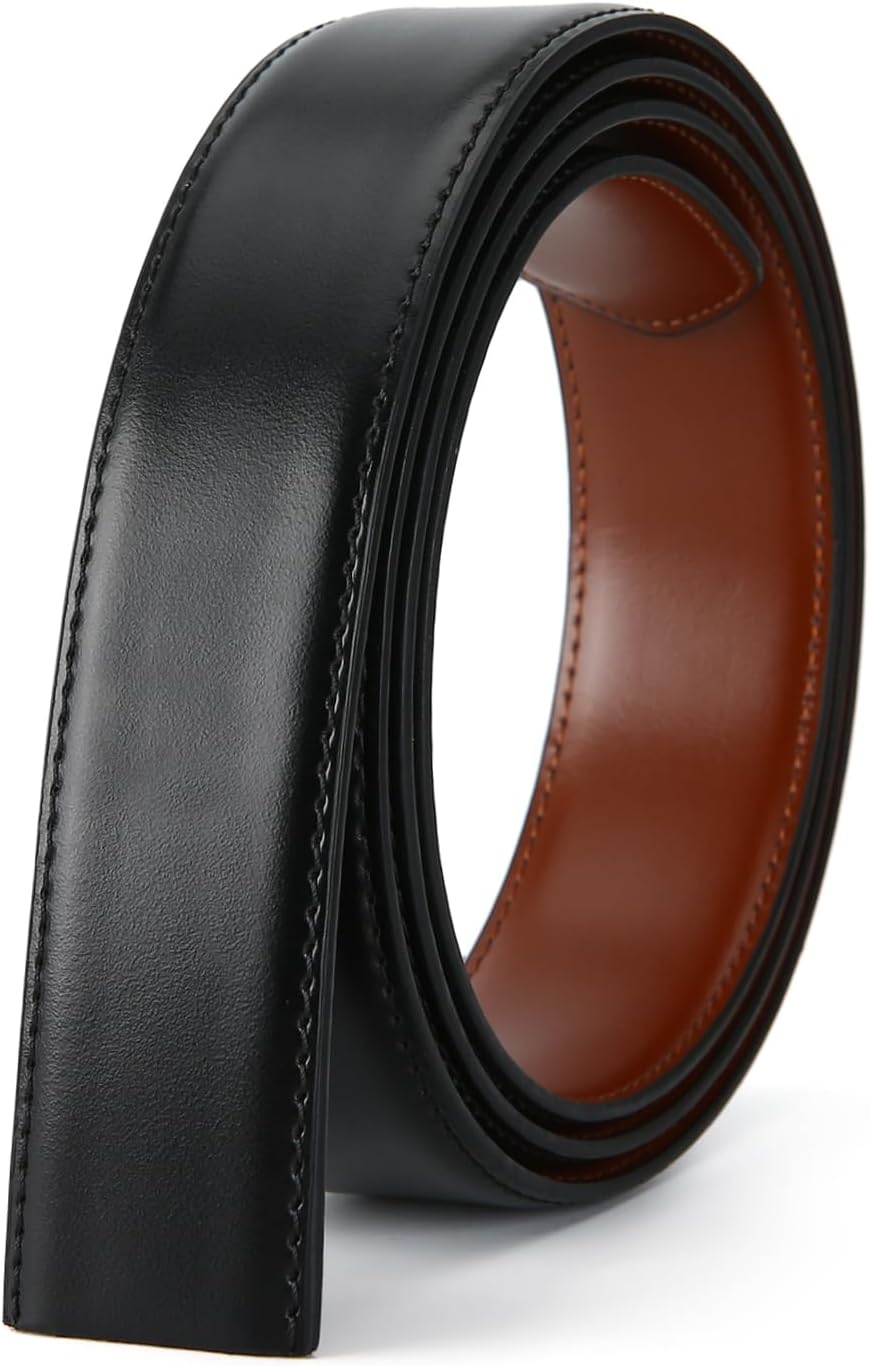 Men's Leather Hole Belt Strap Without Buckle, Strap ONLY 2.8/3.0/3.2/3.5/3.8cm（5size） wide,replacement belt
