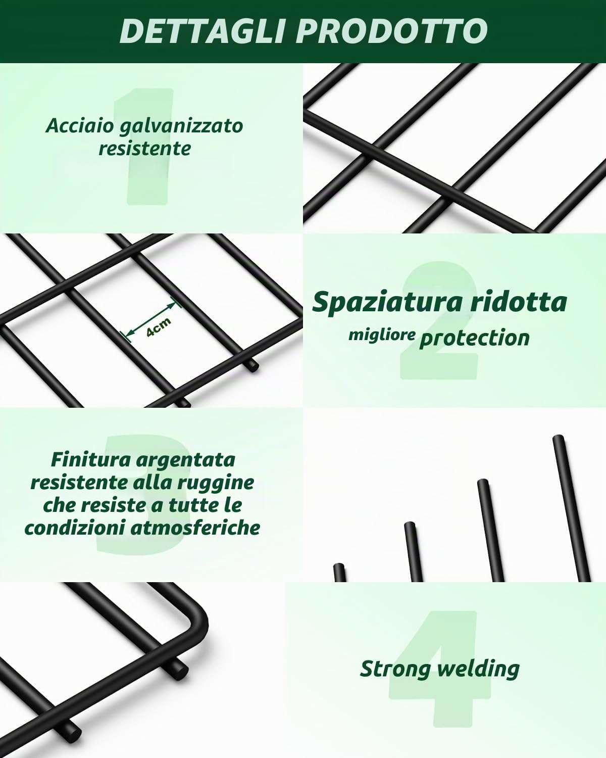 25 pezzi Recinzione decorativa da giardino, 8,2 m (L) x 43 cm (H), Recinzioni giardino esterno senza scavare, Cane Conigli Blocker recinzione per cortile all'aperto