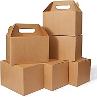Vista 11 de Happyhiram Paquete de 40 cajas grandes a dos aguas color marrón Kraft, cajas de regalo de papel kraft resistentes de 9 x 6 x 6 pulgadas