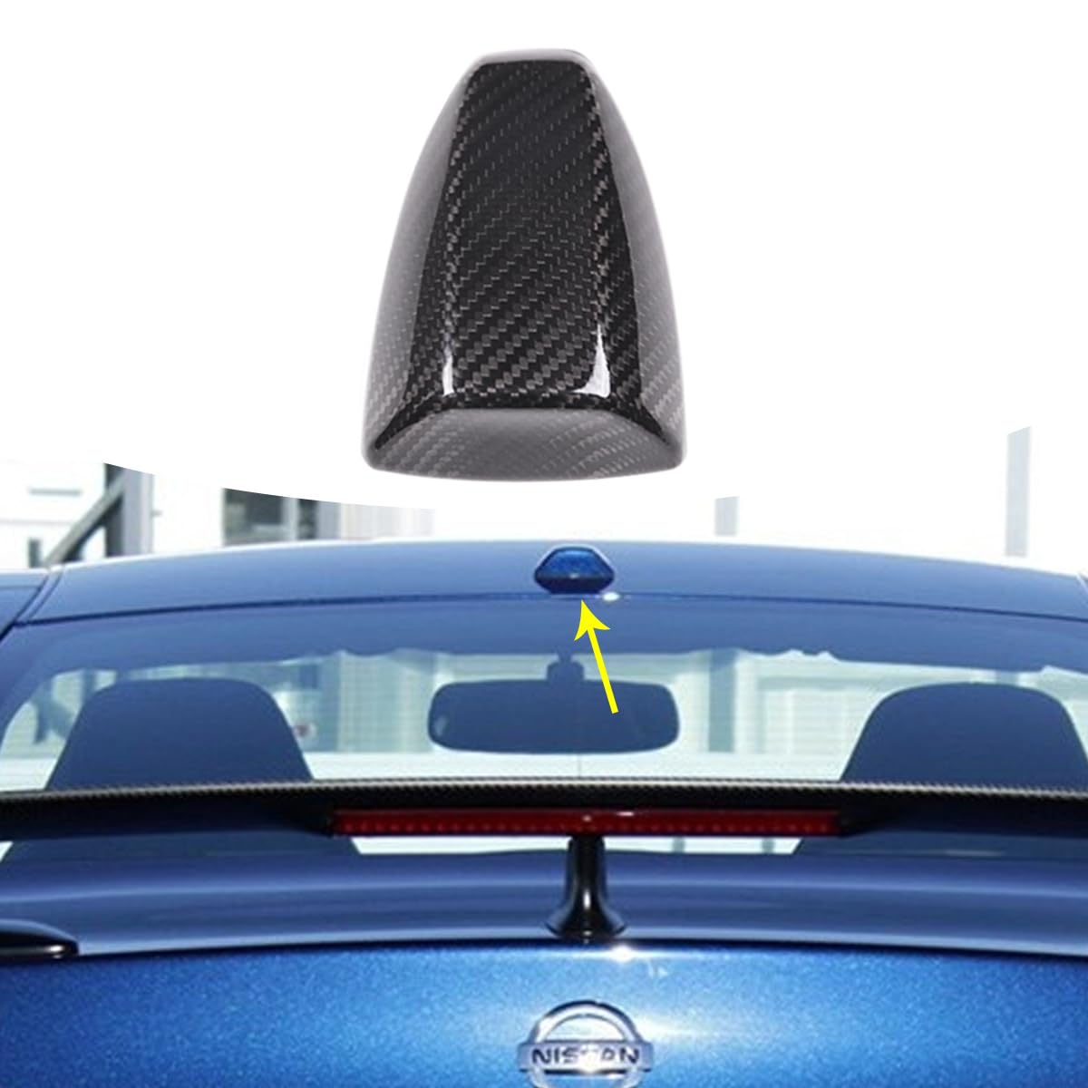 Car Exterior Roof Shark Fin Antenna Trim Cover,Fit for Nissan GTR R35 2008-2016,Real Hard Carbon Fiber Auto Decoration Accessories (Black Carbon Fiber)