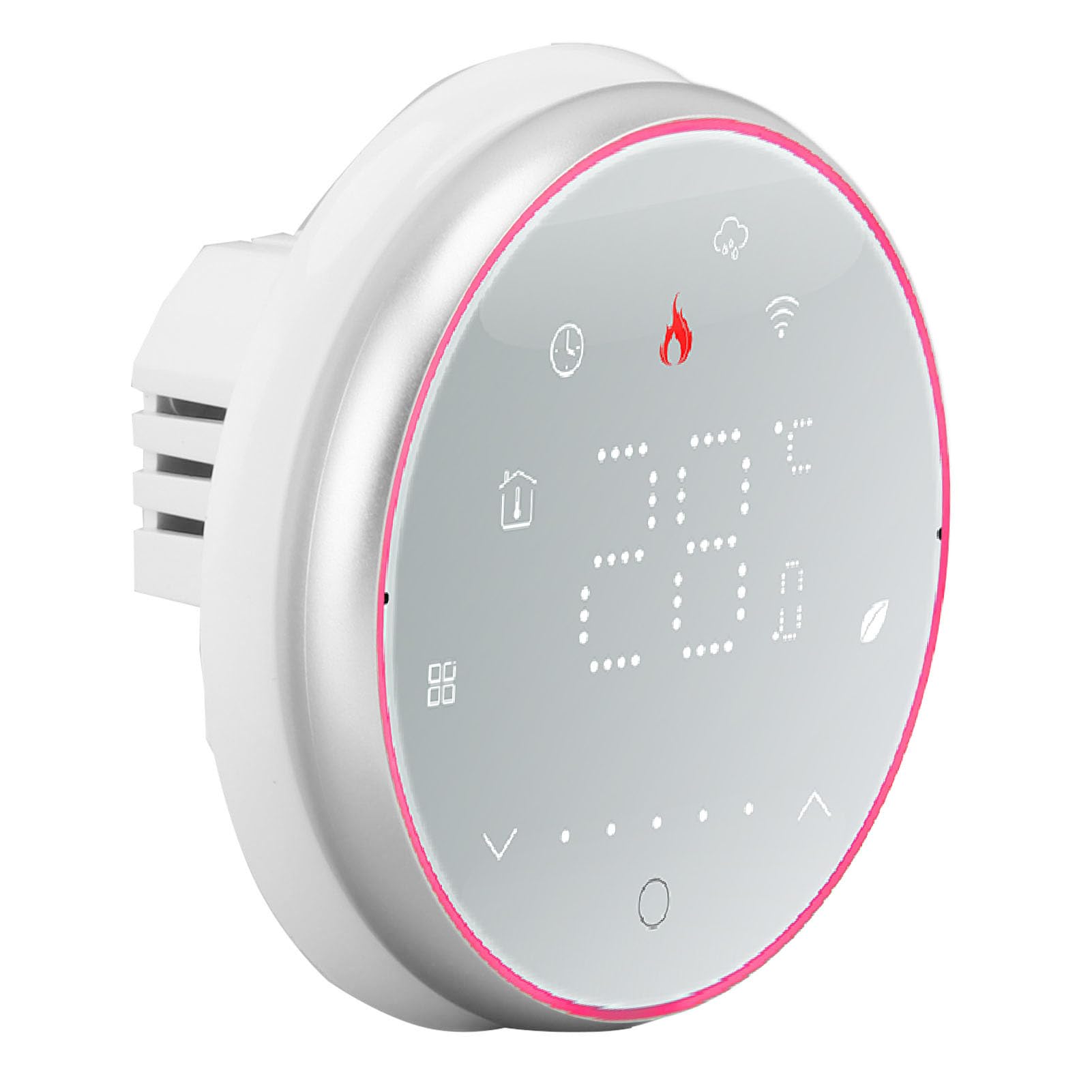 Termostato Inteligente Inalámbrico Termostato WiFi Programable Preciso para Calefacción y Refrigeración del Hogar, Control por Voz, Diseño Delgado, Base Redonda de 85 Mm (Blanco)