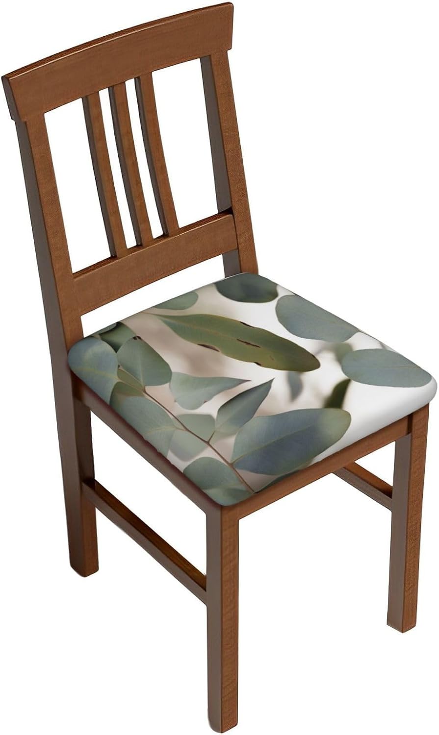 Eucalyptus Leaves Print Square Cushion Covers 6 Pcs Set Elastic Non-Slip Seat Cushion Slipcovers Pet Furniture Protectors for Chair, Sofa