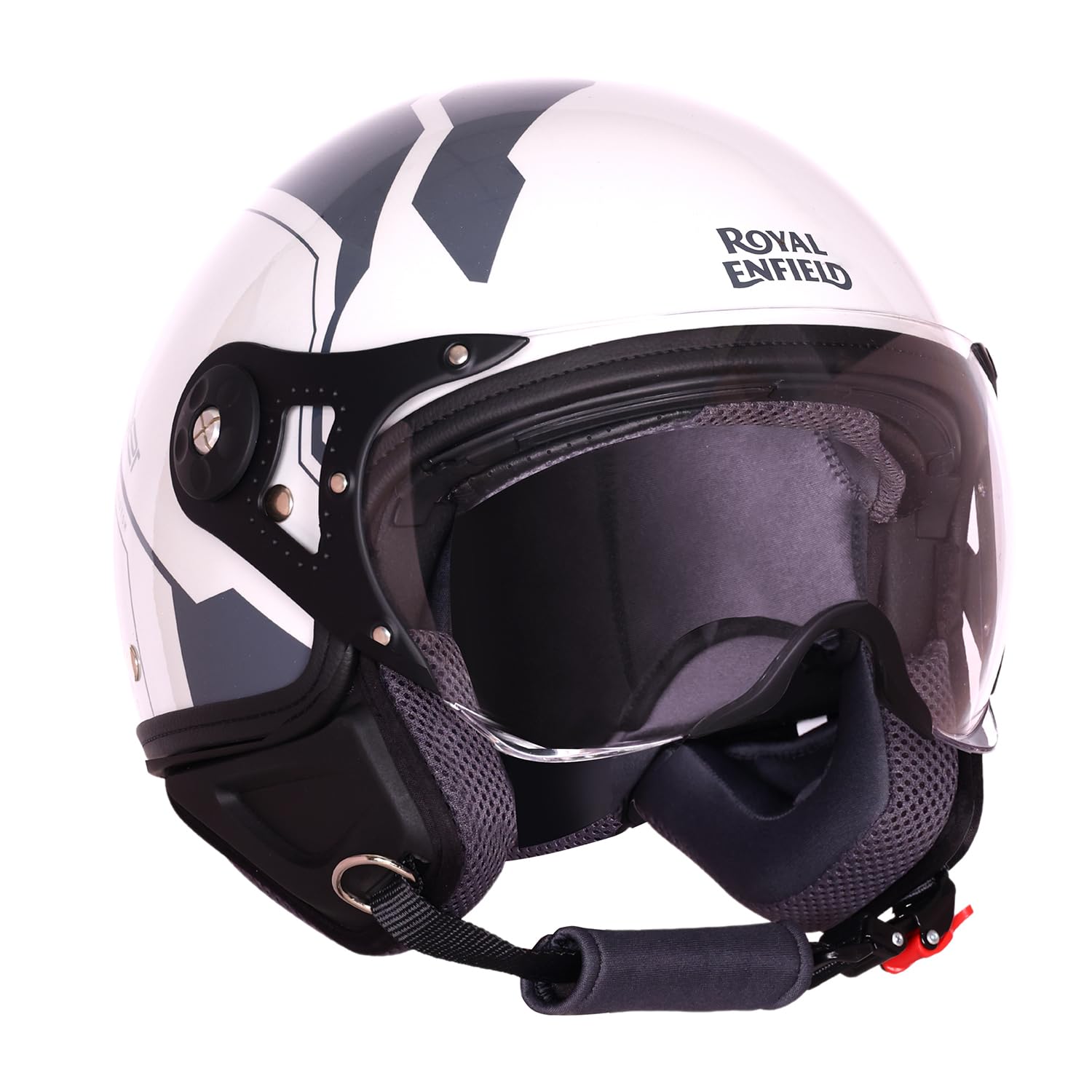 Royal Enfield Airforce 1901 Open Face Helmet | Certification: ISI & DOT | High Impact Grade ABS Shell | High Strength EPS Liner for Added Strength| Sleek Aviator Inspired Design | Gray (L) 60 CM