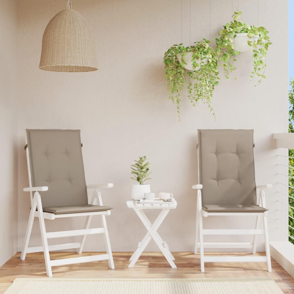 Gartenstuhlauflagen für Hochlehner 2er Set – Bequeme Hochlehner-Auflagen in Taupe, 120x50x3 cm Sitzkissen aus robustem Stoff für Gartenstühle, Hochlehner-Stuhlkissen