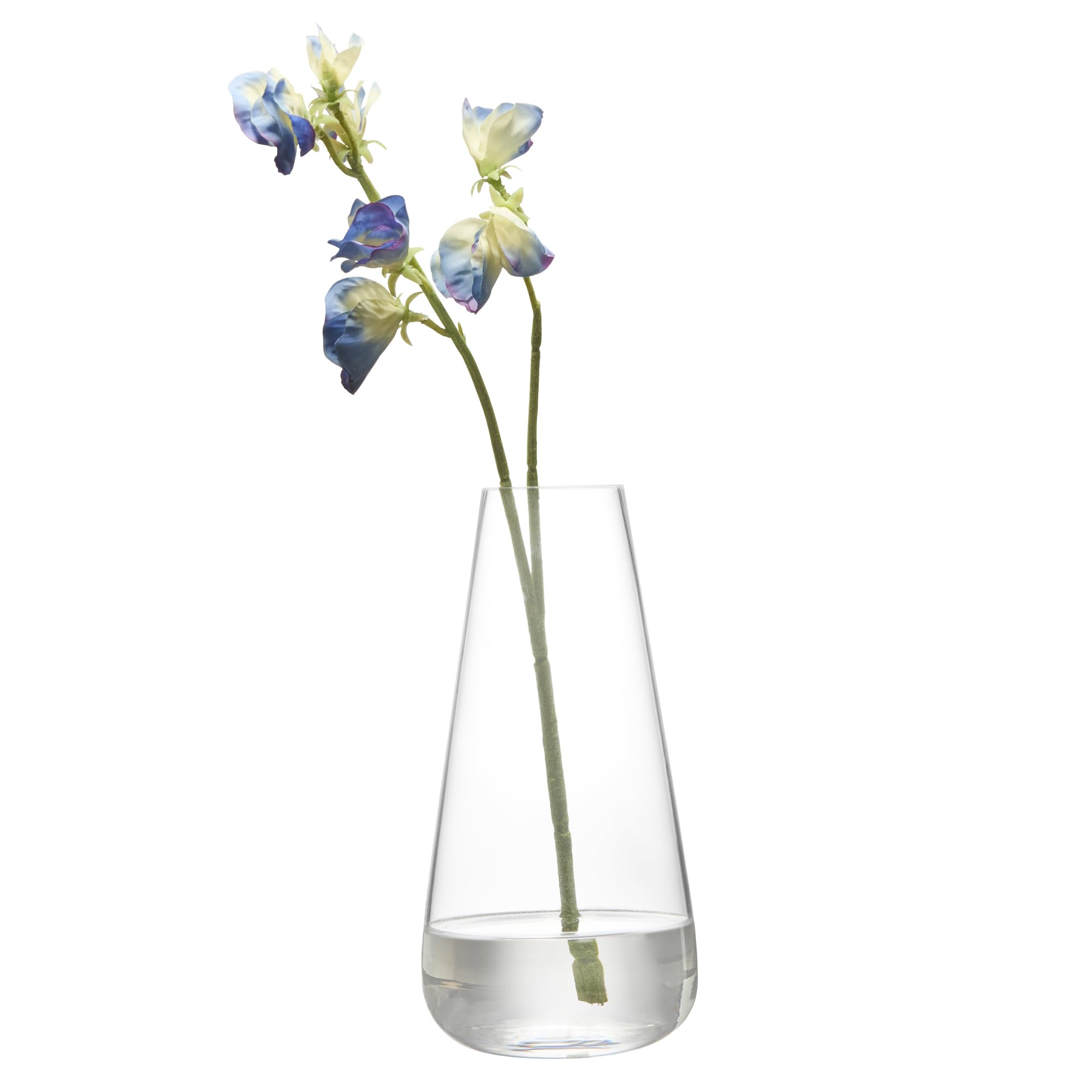 Anton Studio Designs Handcrafted York Traditional Decorative Glass Flower Vase, 19 cm, Clear, Housewarming or Wedding Gift