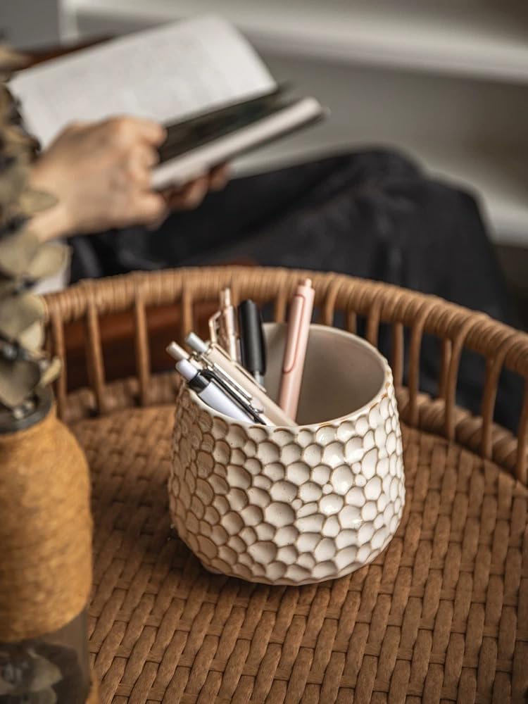 Utensil Crock, 4.5 Inches Utensil Holder for Counter, Kitchen Utensil Organizer, Farmhouse Kitchens Countertop Decor, Flower Pot, Makeup Tool Holder, Pen Holder