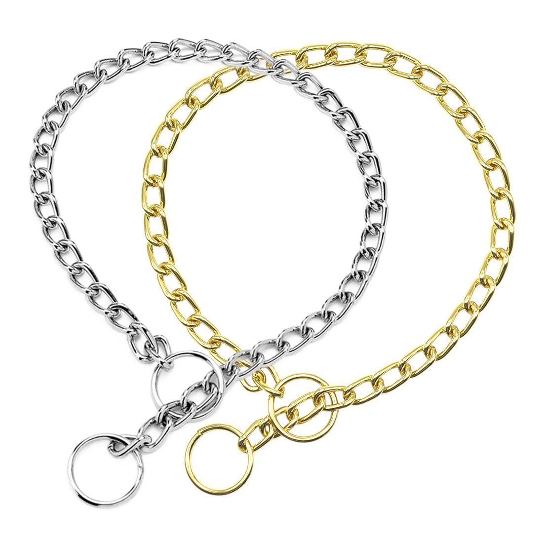 2-Pack Chain Choke Collar for Dogs Metal Slip Link Choker Puppy Collars M