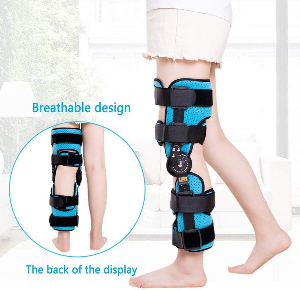 Tutore di Supporto per Ginocchio con Cerniera, Tutore per Ginocchio, Ortesi per Lesioni, Immobilizzatore, Tutore per Ginocchio con Cerniera Regolabile, Stecca Stabilizzat（Right-S）