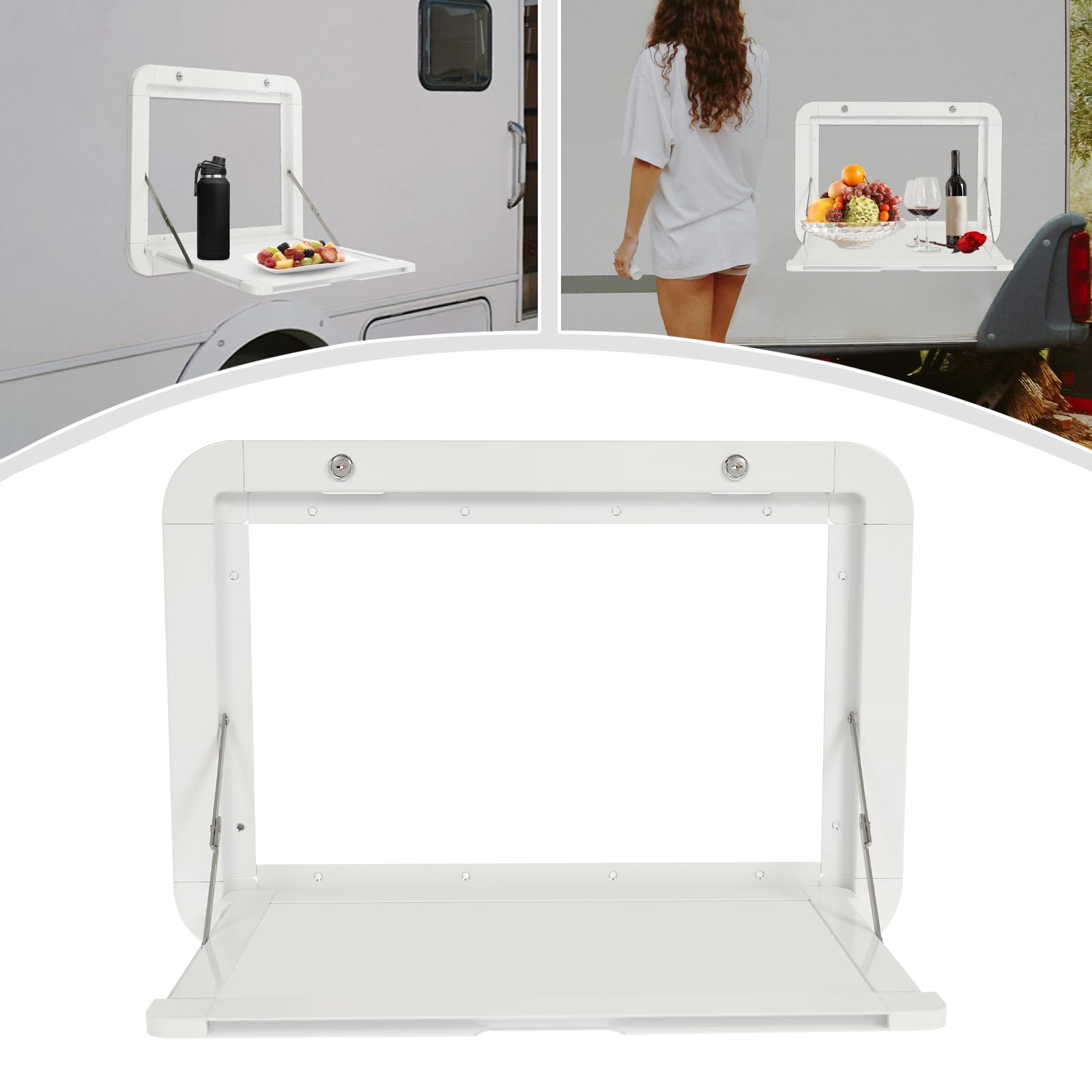 Treeisland Wohnmobiltische Klappbar Wandklapptisch für Wohnmobile, Aluminium-Legierung Wohnmobil Picknicktisch für Picknick, 60x42 cm