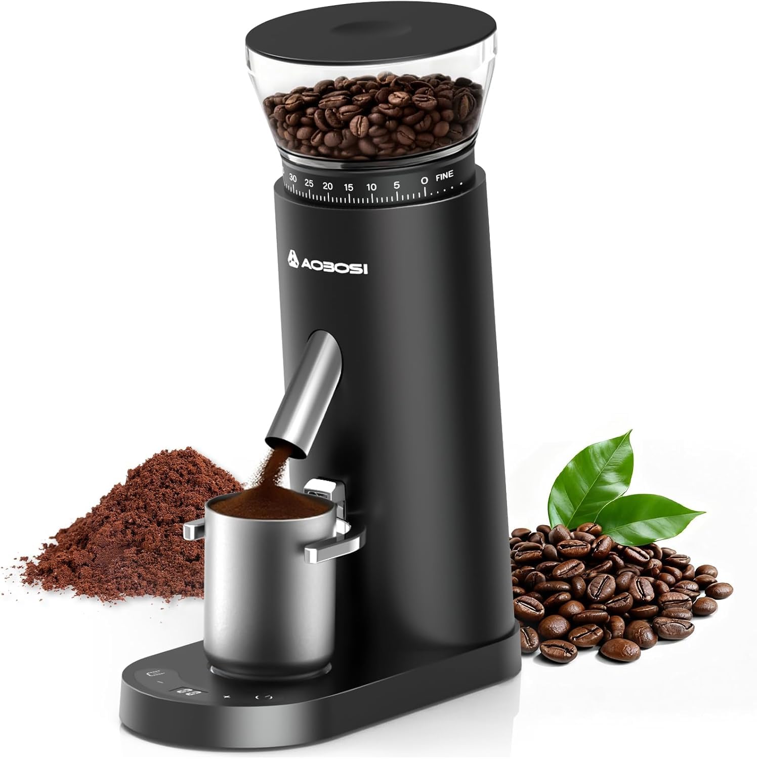AAOBOSI Molinillo de café eléctrico | Molinillo de cono ajustable de 60 niveles, portátil, recargable