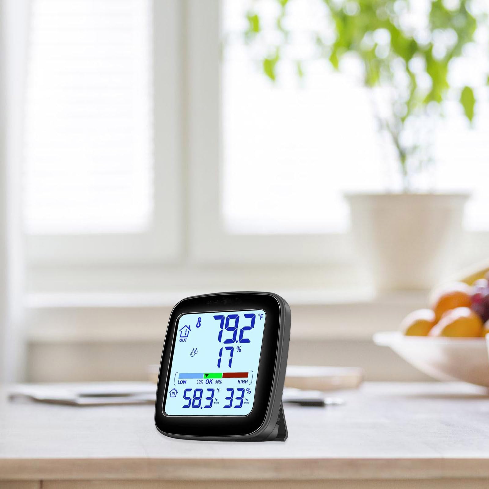 Digitaler ABS Feuchtigkeits Thermograph mit klarer Innenanzeige und energieeffizientem Digital Hygrometer für Badeanzüge