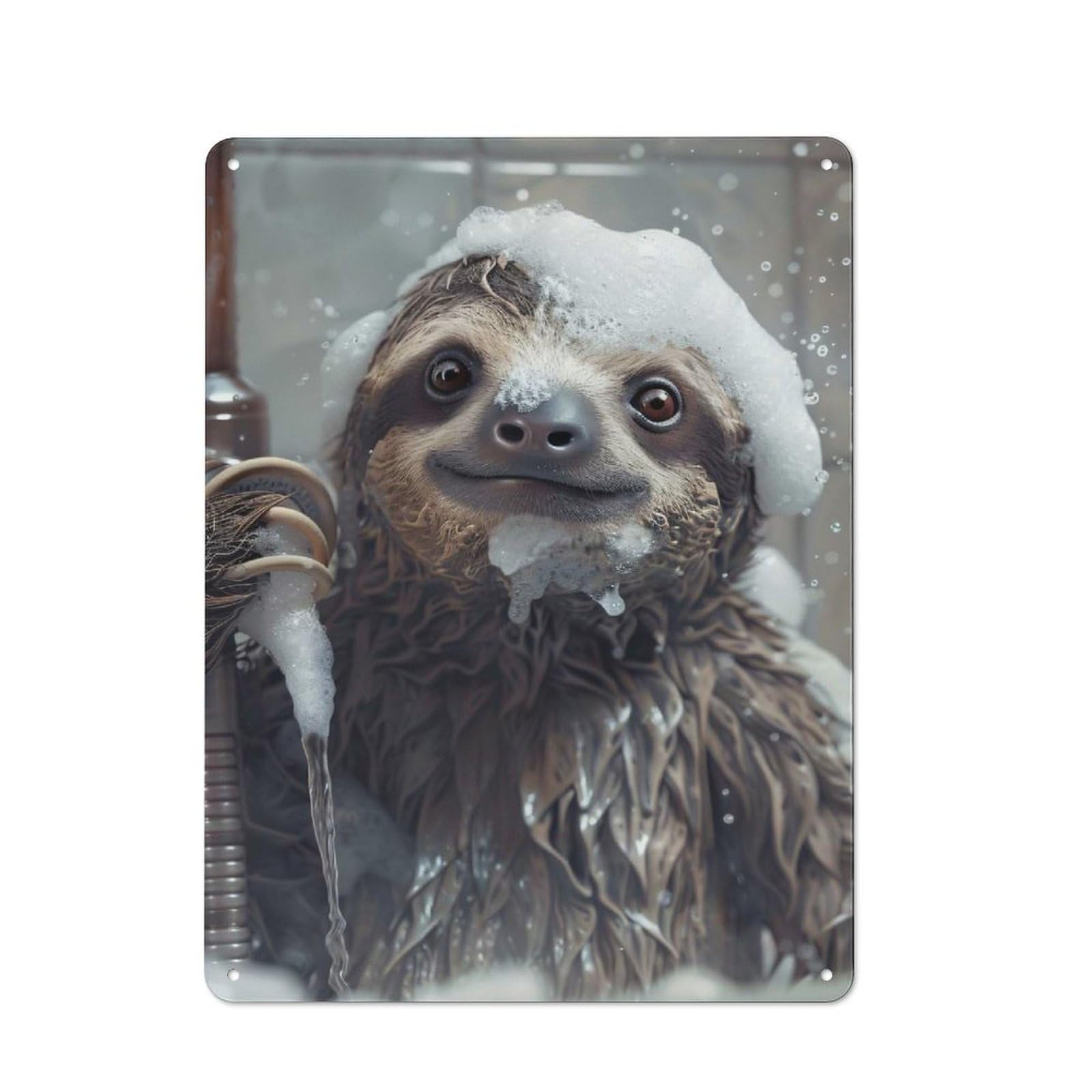 Junmoney Style-17 For Lounge Or Reading Corner, Sloth In A Bubble Bath Retro Tin Sign 40X30cm, Gift For Reading Corner Decorators During The Christmas Season