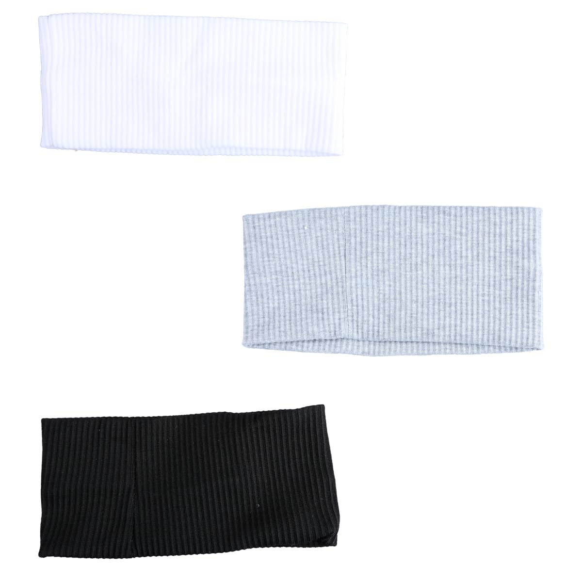 Thyonta 3 PCS 9 cm Wide Black Women's Headband Knitted Wide Edge Hairband Elastic Headband For Yoga Makeup Running (Black+White+Light Gray)