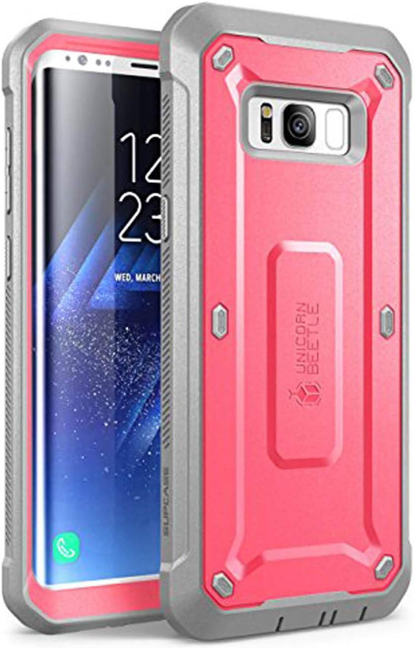 SUPCASE Unicorn Beetle Pro Series Case Designed for Galaxy S8, Full-Body Rugged Holster Case Without Screen Protector for Samsung Galaxy S8 (2017 Release) (Pink/Gray)