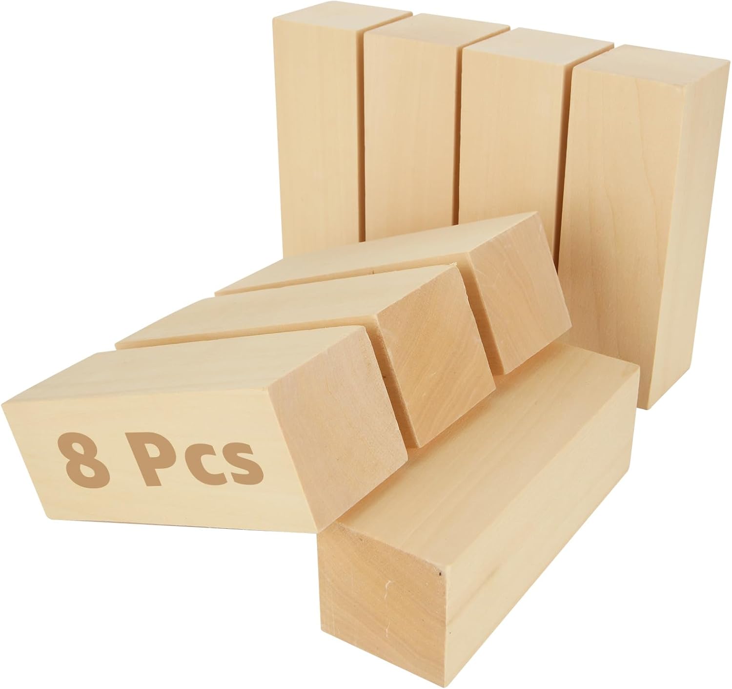 CYEAH 8 PCS Basswood Carving Block, 6 x 2 x 2 Inch Basswood