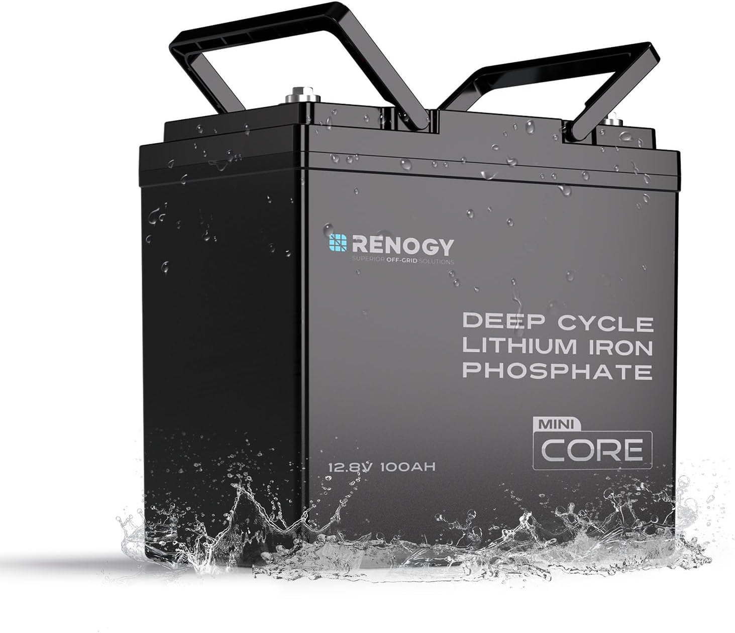 Lithium Battery Mini 12.8V 100AH LiFePO4 Battery, 100A BMS, Size 9.02 x 5.43 x 8.39, 21.8 LBS, Deep Cycle Batteries/Monitor-Compatible, Great for Trolling Motor, RV, Off-Grid, Black