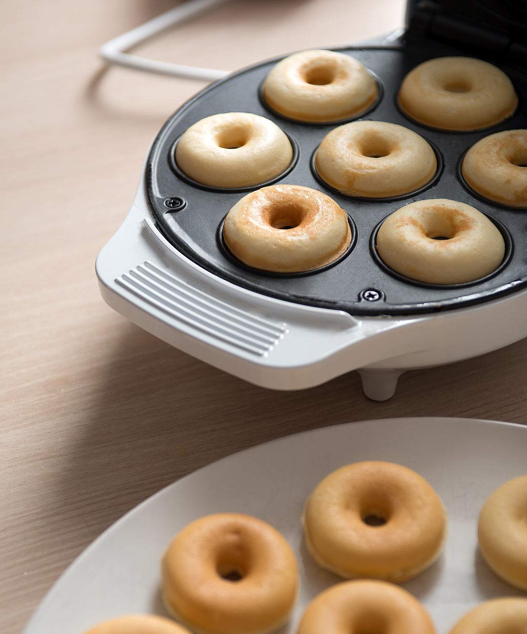 Rosenstein & Söhne Procesador de alimentos: Mini fabricante de donas, revestimiento antiadherente, 1000 vatios (Máquina para hacer gofres para rosquillas)