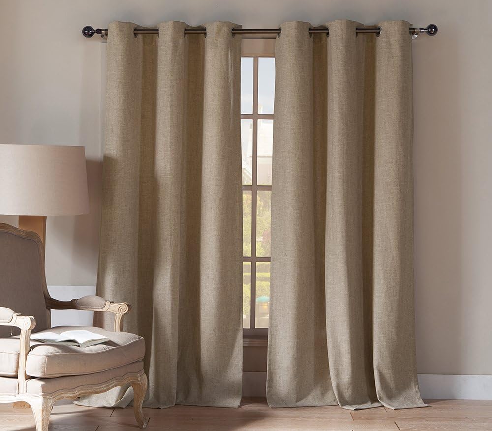 Kelvin - Home Decorator Blackout Room Darkening Window Curtain Pair Panel Drapes for Bedroom, Living Room - Set of 2 Panels - 37 X 84 Inch - Taupe
