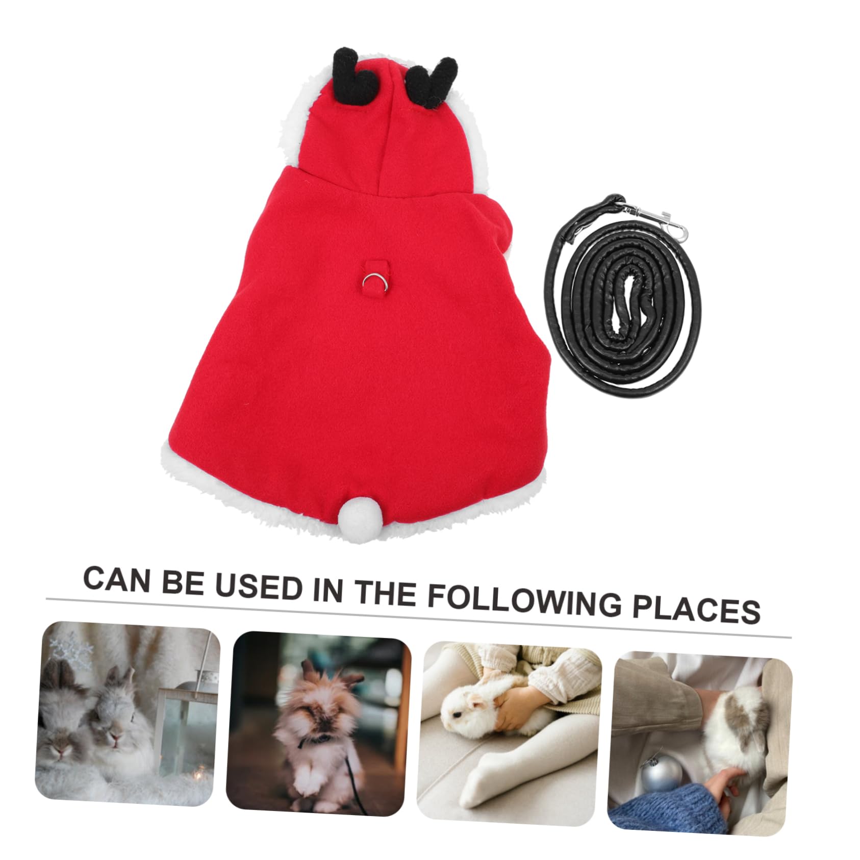 SUPVOX Christmas Style Bunny Rabbit Clothing with Harness Leash Lightweight Pet Outfit for Daily Use for Walking and Jogging Comfortable and Adorable Design