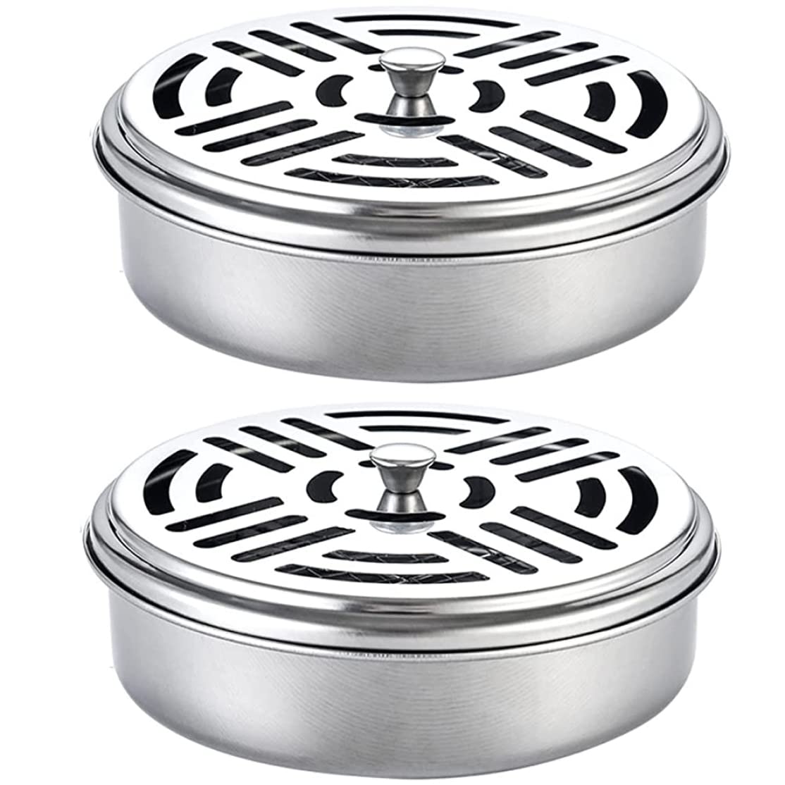 Xdyyjrasa Mosquito Coil Holder - 2PCS Stainless Steel Spiral Incense Burner, Portable Fireproof Holder for Sandalwood