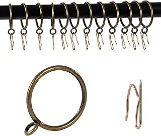 Curtain Drapery Hanging 1.5inch-Internal Diameter - Curtain Rings with Hooks Eyelet for Window Door Curtain Bronze Zocang