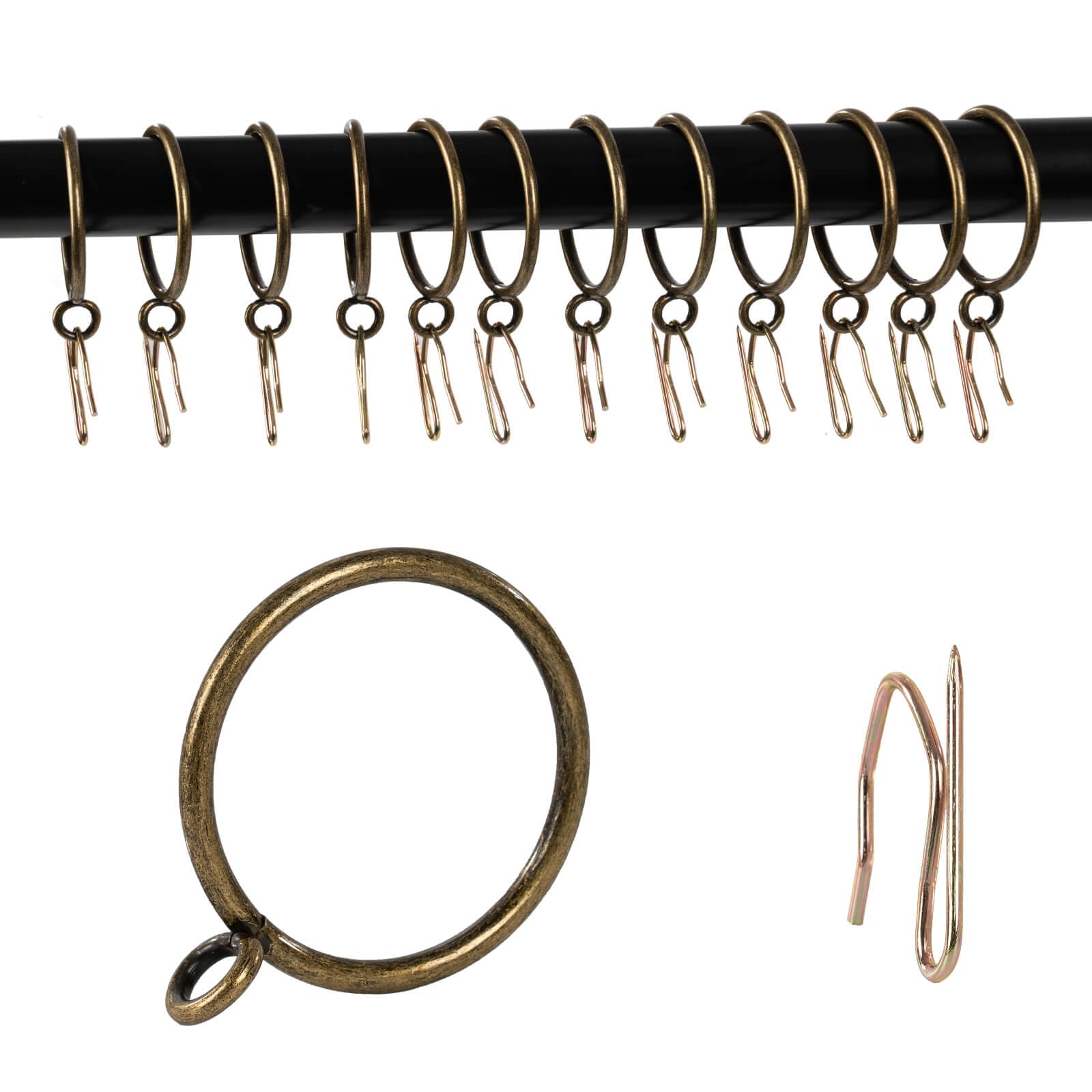 Curtain Drapery Hanging 1.5inch-Internal Diameter - Curtain Rings with Hooks Eyelet for Window Door Curtain Bronze Zocang