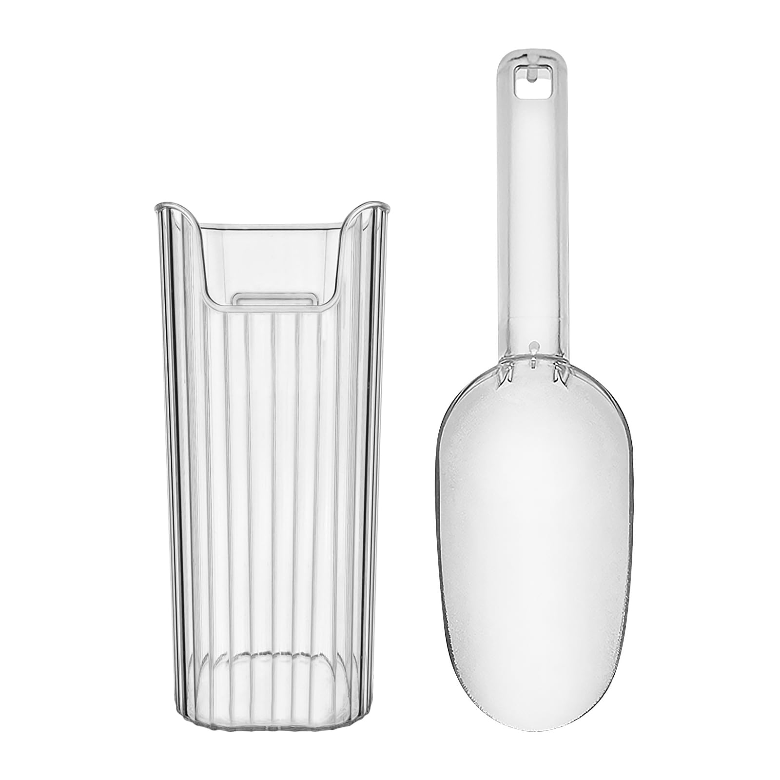 KAWENDE Ice Scoop With Holder - Removable Plastic Scoop for Freezer, Kitchen Countertop Ice Maker, Commercial Machine - Strong Traceless Self-Adhesive