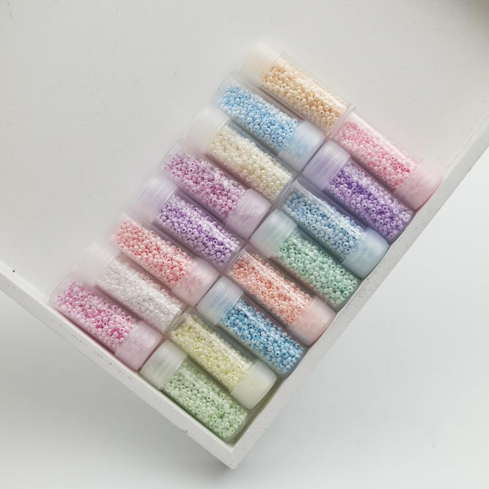 INSPIRELLE Size Almost Uniform 80 Gram 12/0 (2mm) Glass Round Seed Beads for Craft Jewelry Making, 16 Opaque AB Pastel Colors - Image 5