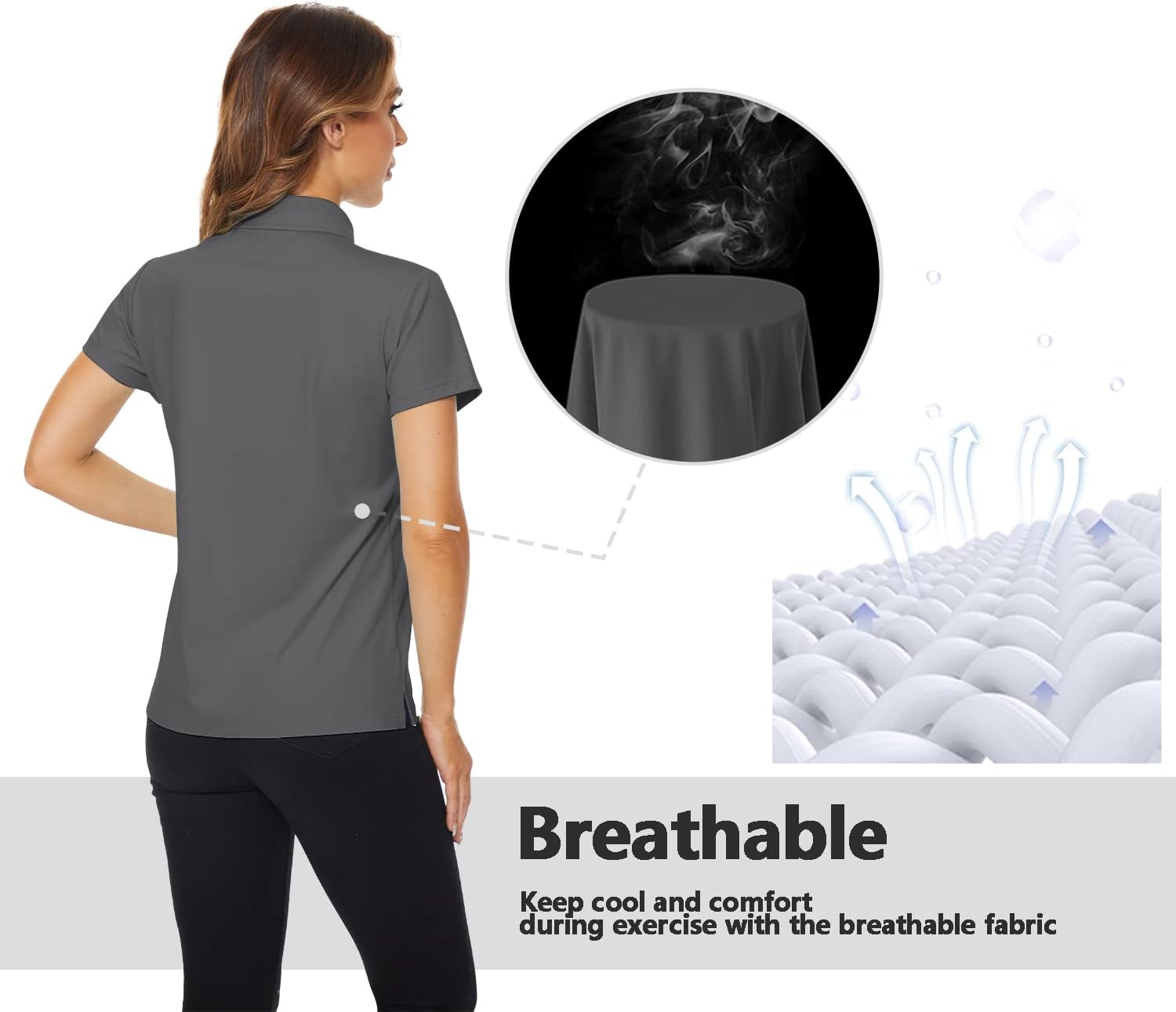 TACVASEN Women's Golf Polo Shirts Short Sleeve UPF 50+ Sun Protection Golf Shirts for Women Quick Dry Collared Polos - Image 6