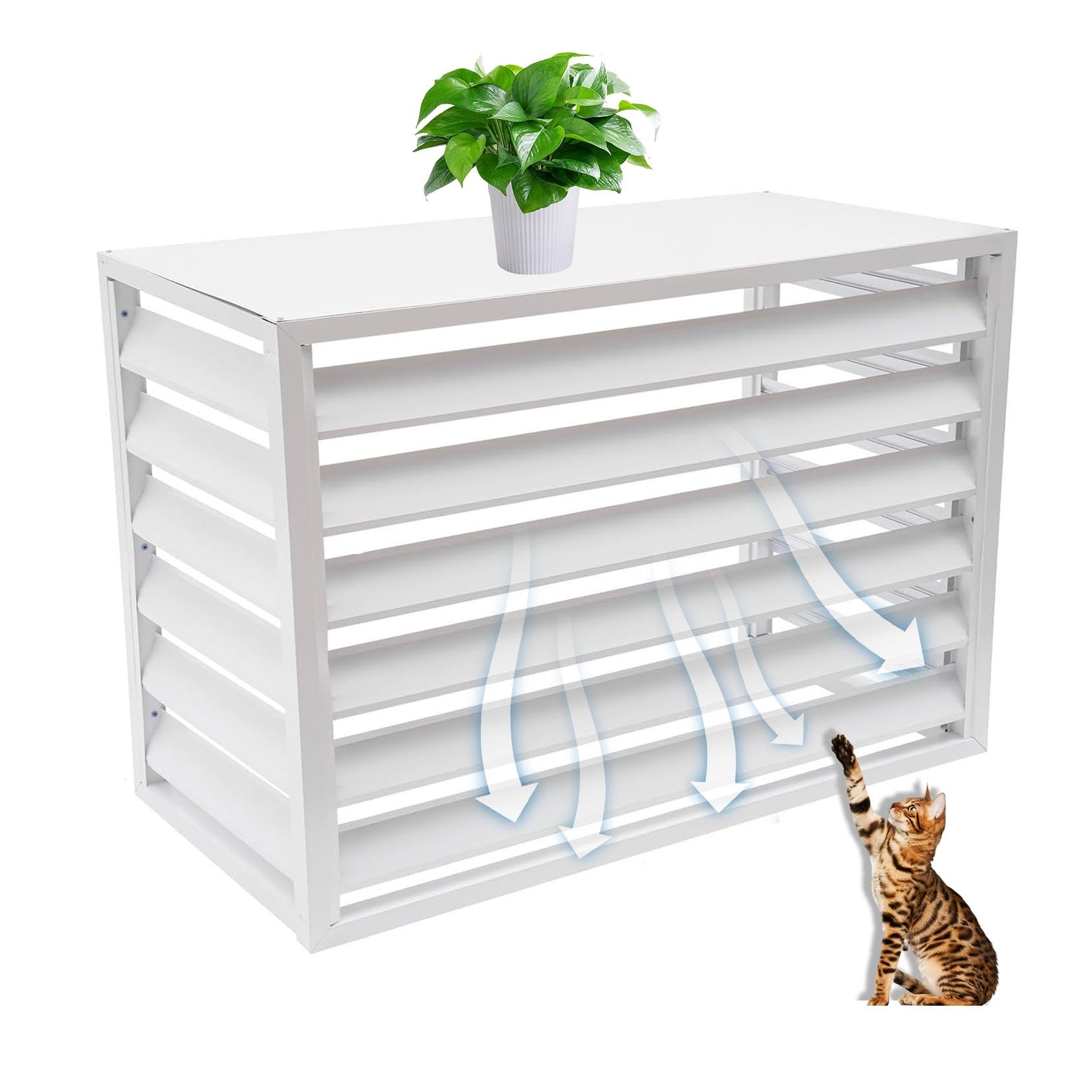 QYMYOZ Outdoor Air Conditioner Enclosure Cover for Mini Split AC Unit White Radiator Cover Shelf Weatherproof Fence Hide for Outdoor Use (1.5P: 100X50X70)