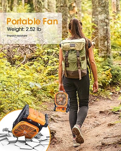 20000Mah Camping Fan, 8” Double Blades Powerful Battery Operated Fan, Battery Rechargeable Desk Fan With Led & Timers, 270°Pivot, Outdoor Portable Fan For Camping, Fishing, Outage, Hurricane #TOP6