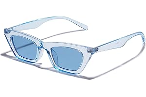 Women's Baby Blue Retro Tiny Square Cat Eye Polarized Sunglasses VL9555