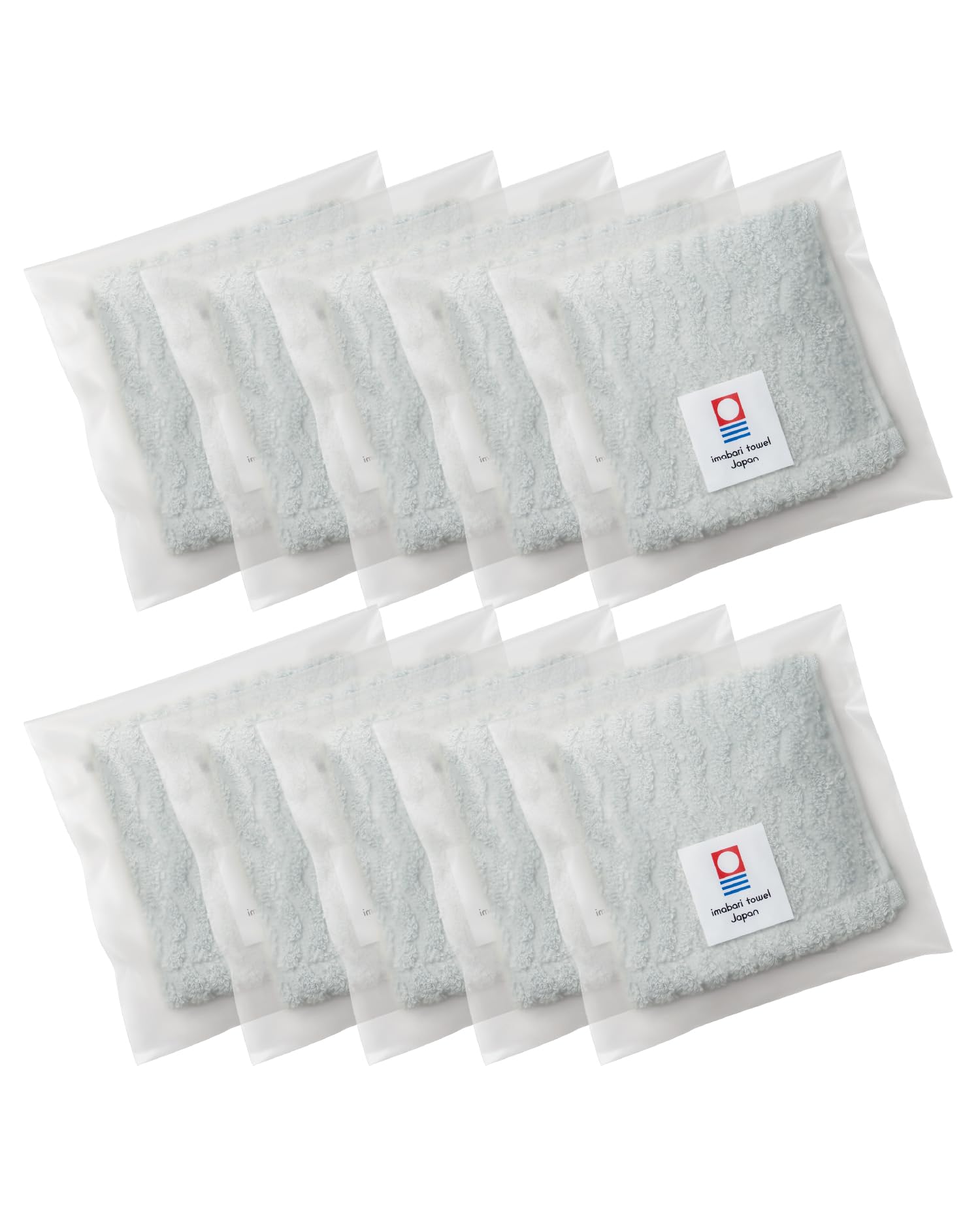 Imabari Towel Handkerchief Set of 10 Ice Gray Patterned Cotton 8.7in Japan