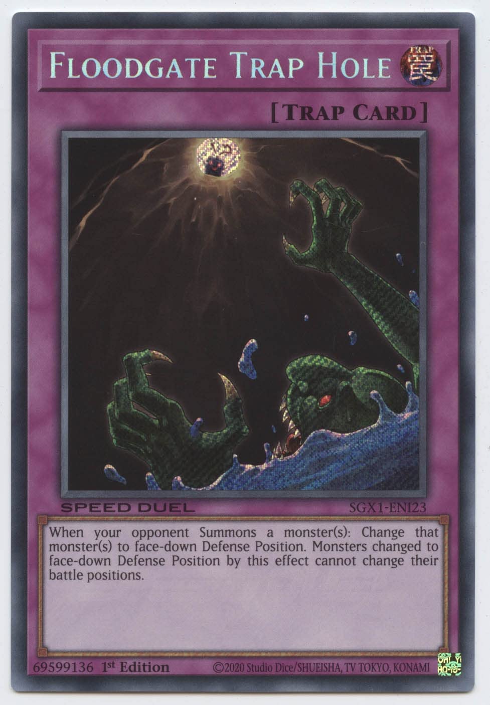 YU-GI-OH! Floodgate Trap Hole - SGX1-ENI23 - Secret Rare - 1st