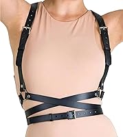 Widyany Punk Black PU Leather Harness Belt for Women - Adjustable Goth Body Waist Belt Rave Halloween Party Accessory