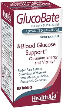 HealthAid GlucoBate, 60ct, Twice Daily, Helps Maintain Healthy Metabolism, Vegetarian