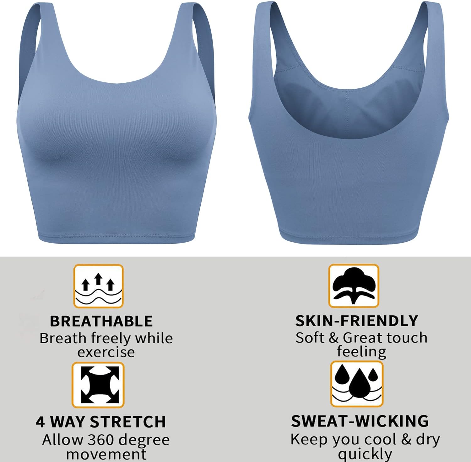 Longline Sports Bras for Women Workout Padded Sports Yoga Bra Tank Tops Crop Top - Image 5