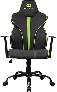 Newskill Silla Gaming Profesional Fafnir, Tela Transpirable, Inclinación y Altura Ajustables, Ergonómica, Gas Pistón Clase 4, Hasta 150 Kg, Base Metal Reforzado, Silla Gamer Color Negro y Verde