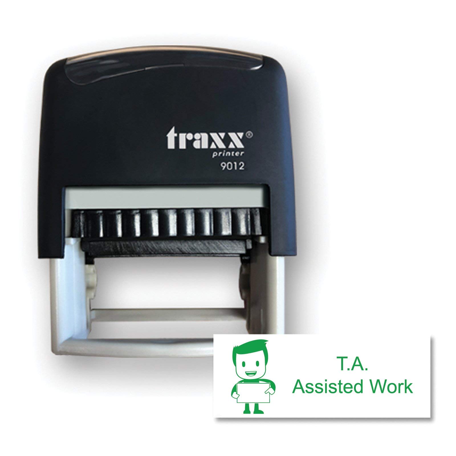 Traxx 9012 Stock School Teacher Stamps *T.A Teacher Assistant Assisted Work Stamp in Green Ink*