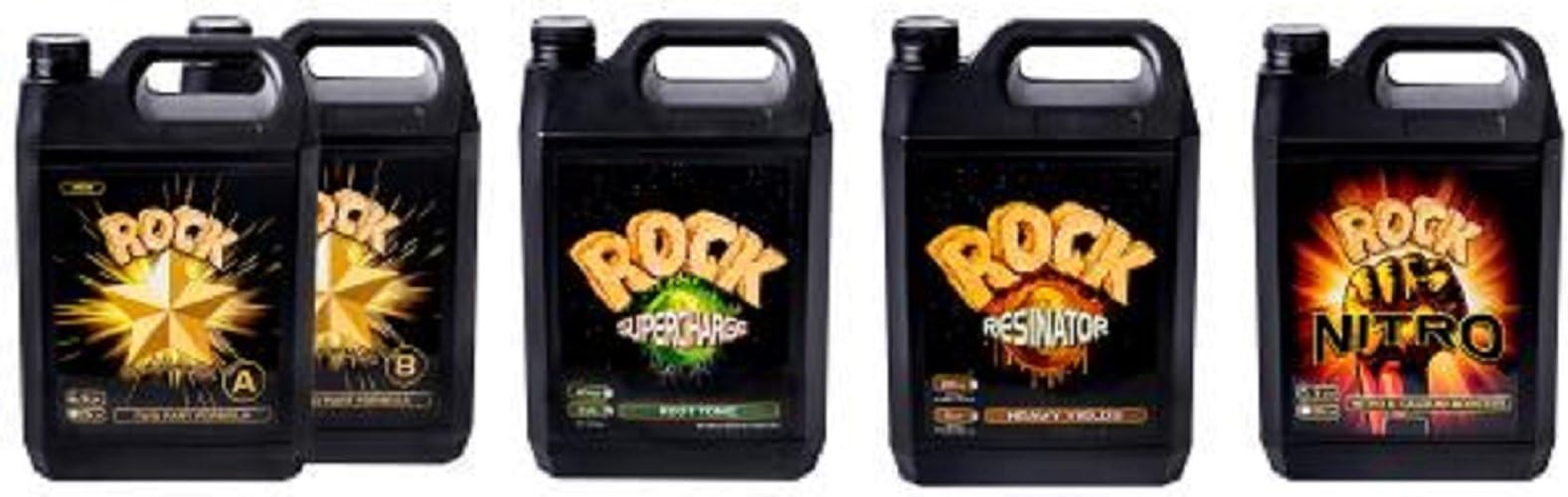 Rock Nutrients 5L Combo Package (5 Liters each Rock Star A&B, Resinator, SuperCharge & Nitro)