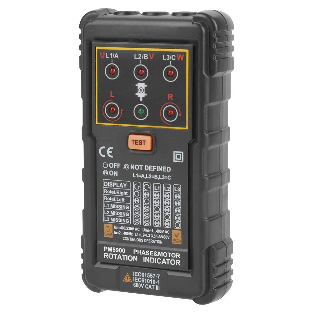 PEAKMETER PM5900 Motor 3 Fase Motor Rotación Indicador Tester Portátil Handheld Tester Herramienta necesaria para instalar, reparar o mantener 3 Fase o Motor