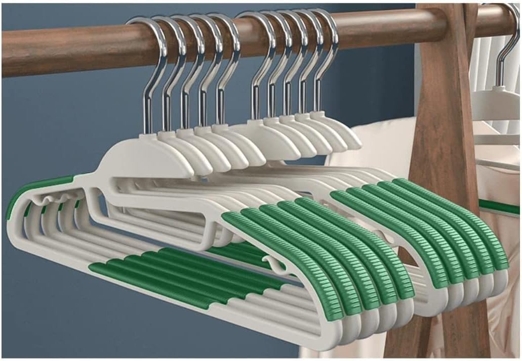Plastic Hangers for Clothes 10 Pack Home Durable Coats Hangers with Non-Slip Rubber Space Saving(C)