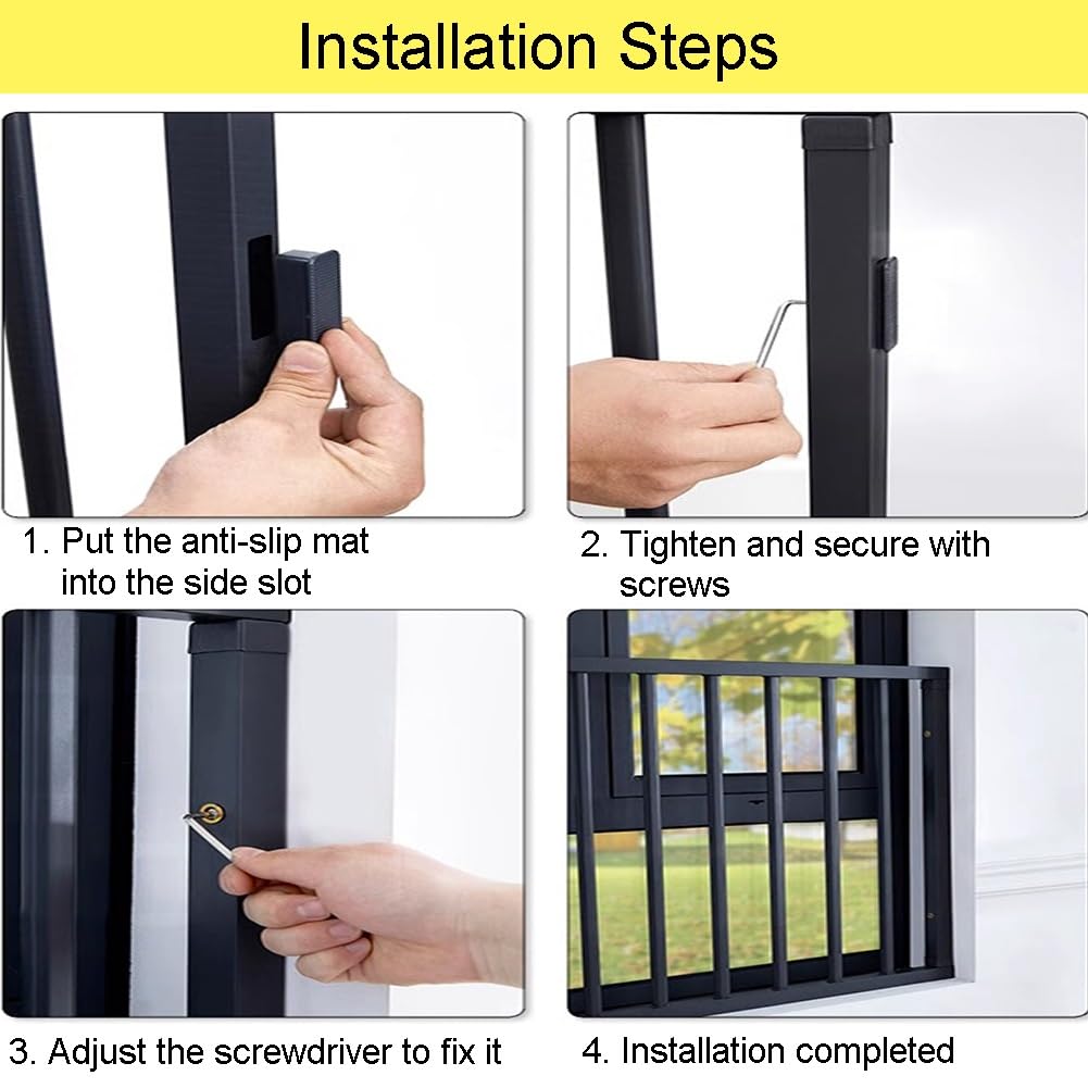 Protector de ventana para seguridad infantil, barras de seguridad para el hogar para evitar caídas accidentales, rejilla de ventana para ventanas (31.4 x 47.2 pulgadas)