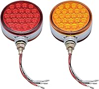 Vista 11 de Astra Depot 4 unidades de 4 "redondo 42-LED pedestal rojo ámbar de doble cara esquina de parada de giro luz de señal de giro compatible