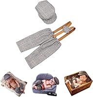 Vista 11 de Accesorios para fotografías de bebé recién nacido o de meses, con gorra a rayas y mameluco