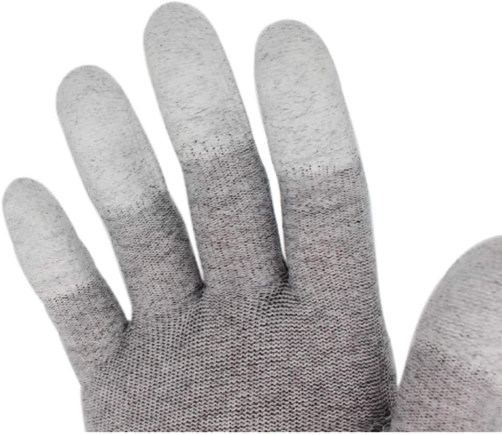 VIPER 10 Pairs Anti Static Gloves, Coated Fingertip Grey Carbon Fibers,13G ESD Safety Work Gloves